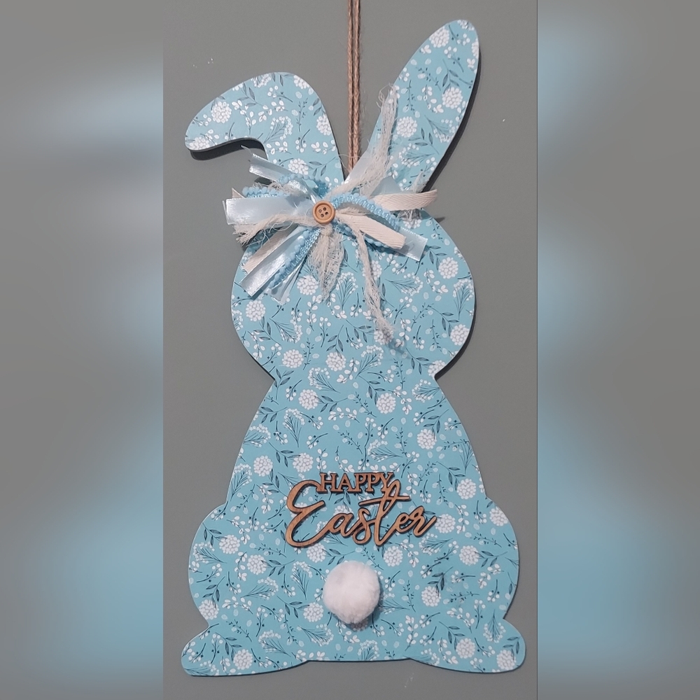 Floral Blue Easter Bunny Decor